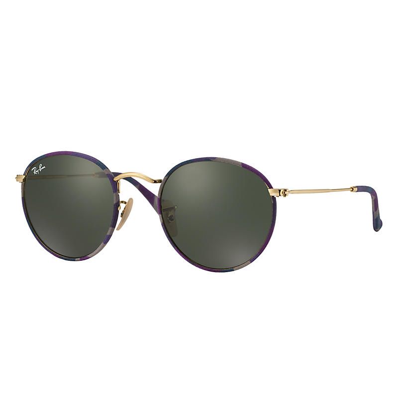 Ray-Ban Round Camouflage Gold Sunglasses, Green Lenses - Rb3447jm | Ray-Ban (US)