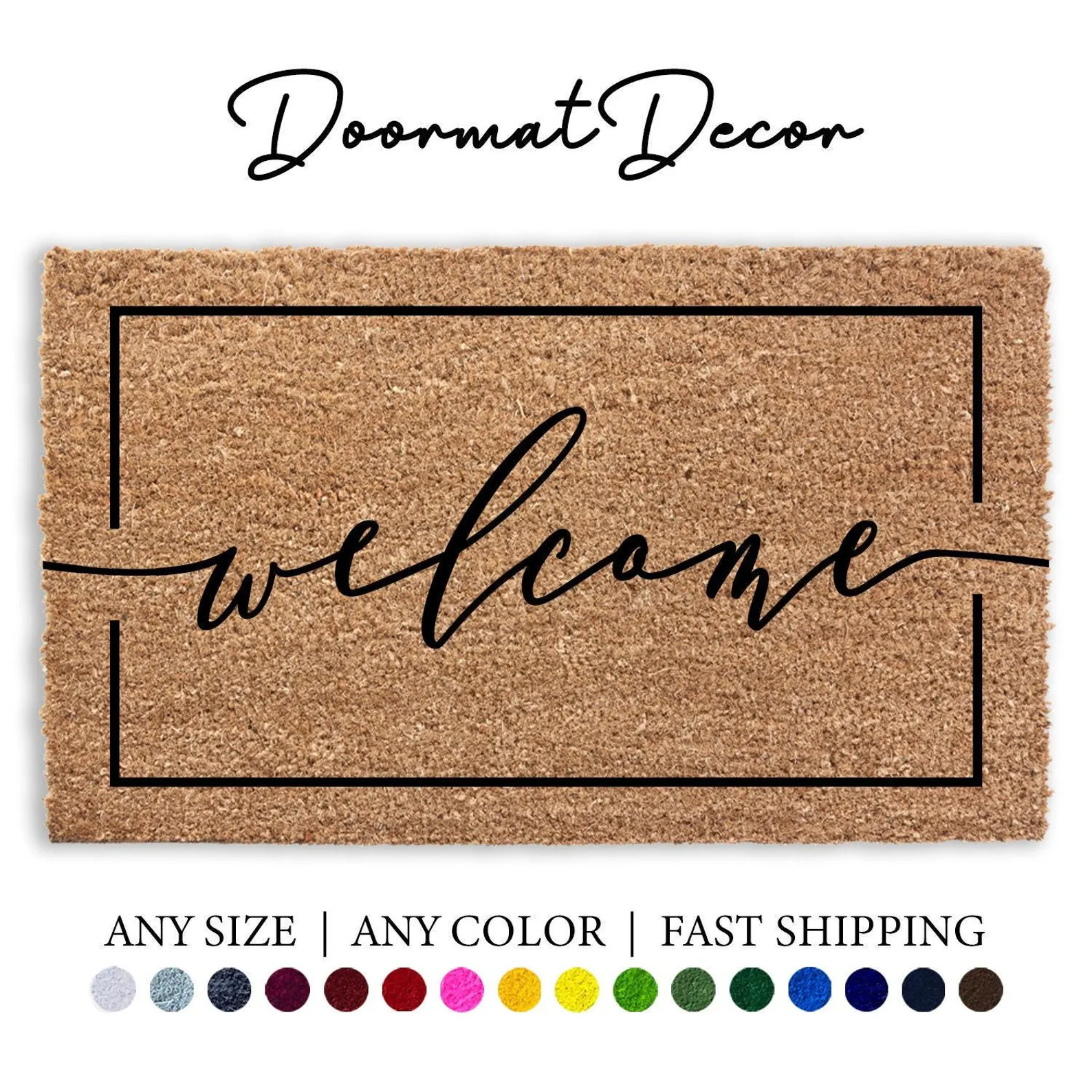Welcome Doormat Flocked Coir Outdoor Mat Custom Housewarming Real Estate Agent Closing Gift | Etsy (US)