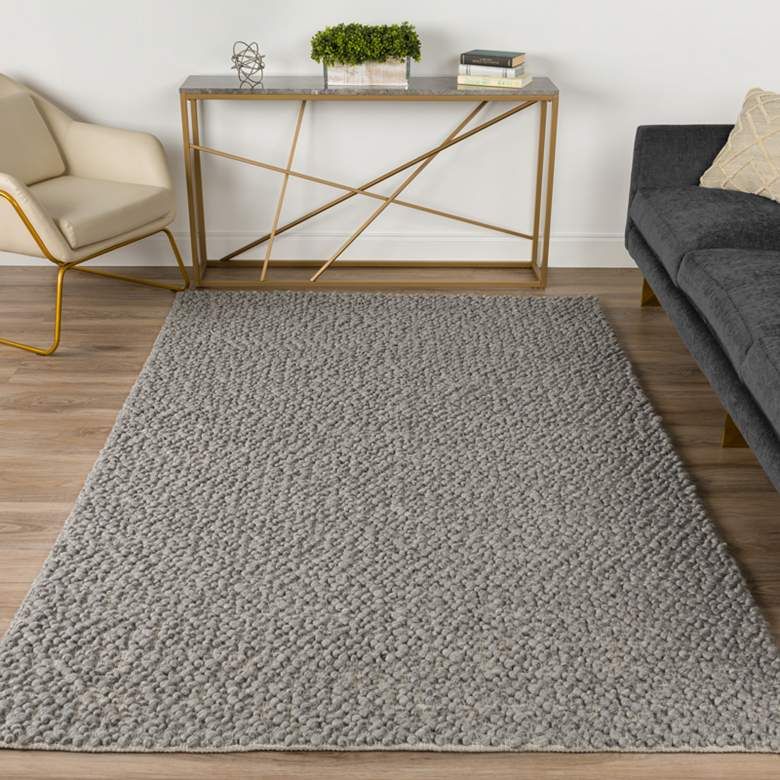 Dalyn Gorbea GR1 Pewter Wool Area Rug - #92E60 | Lamps Plus | Lamps Plus