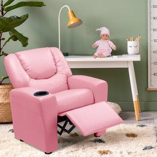 MAYKOOSH Push Back PVC Kids Recliner Chair with Footrest and Cup Holders, Kids' Recliners for Age... | The Home Depot