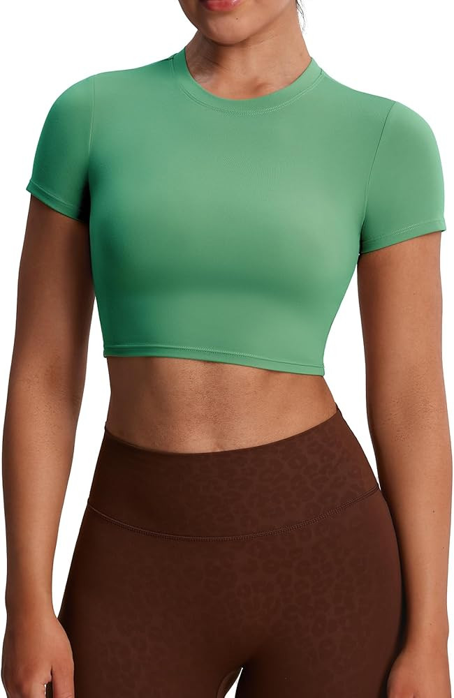 Aoxjox Short Sleeve Crop Tops Tee T Shirt Top | Amazon (US)