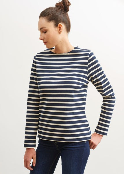 MERIDAME II - Authentic Breton Shirt | Heavyweight Cotton | Women Fit (NAVY / ECRU) | Saint James USA