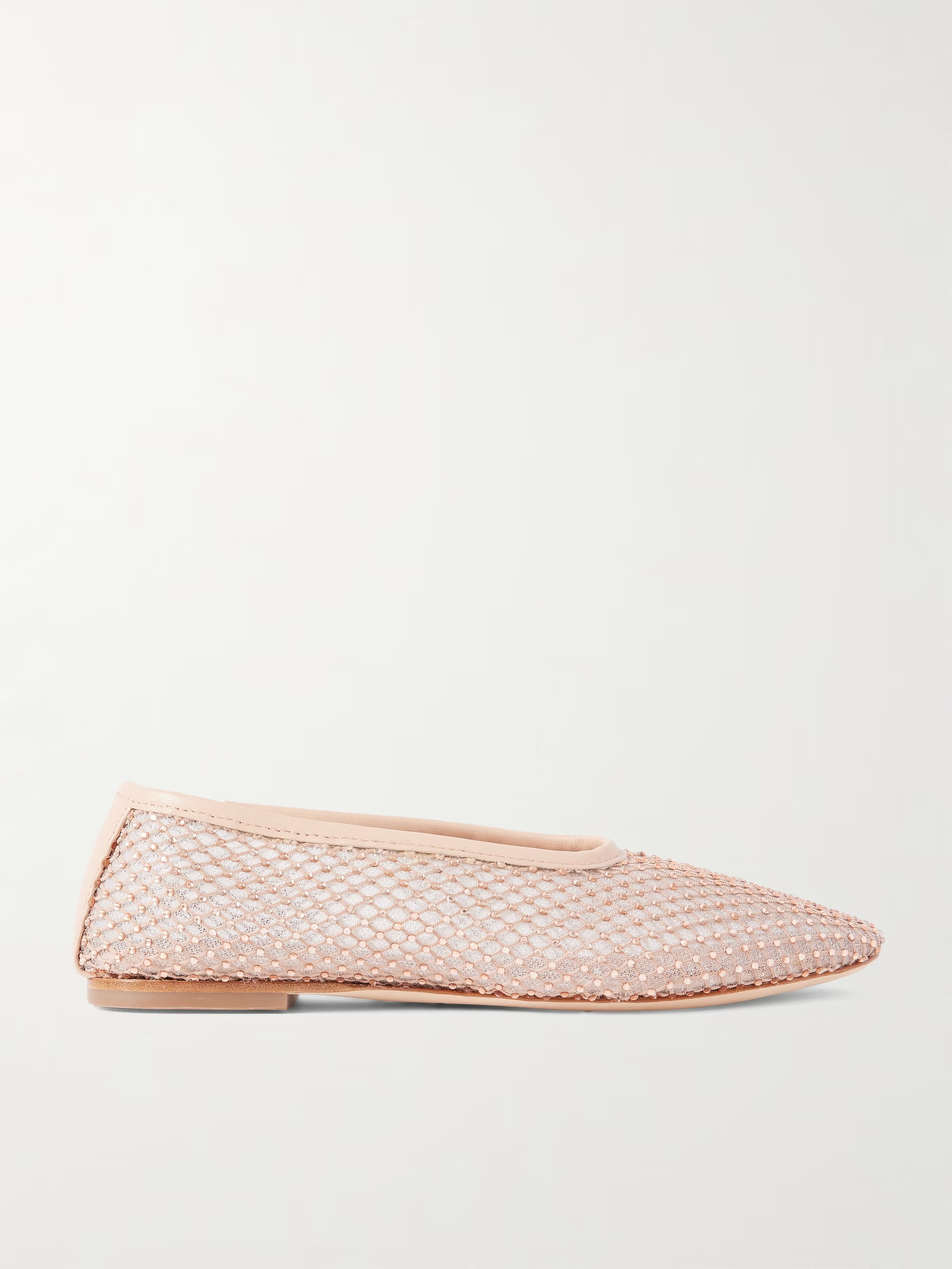 Alba leather-trimmed crystal-embellished mesh ballet flats | NET-A-PORTER (UK & EU)