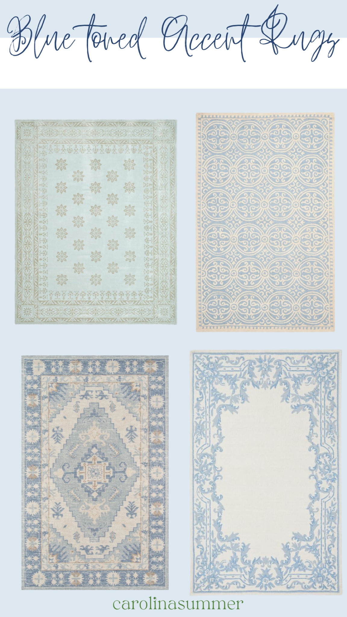 Favorite Blue-toned area rugs 

Rugs, area rugs, blue rugs, home decor, living room rugs, bedroom rugs, nursery rugs 

#LTKstyletip #LTKbaby #LTKhome