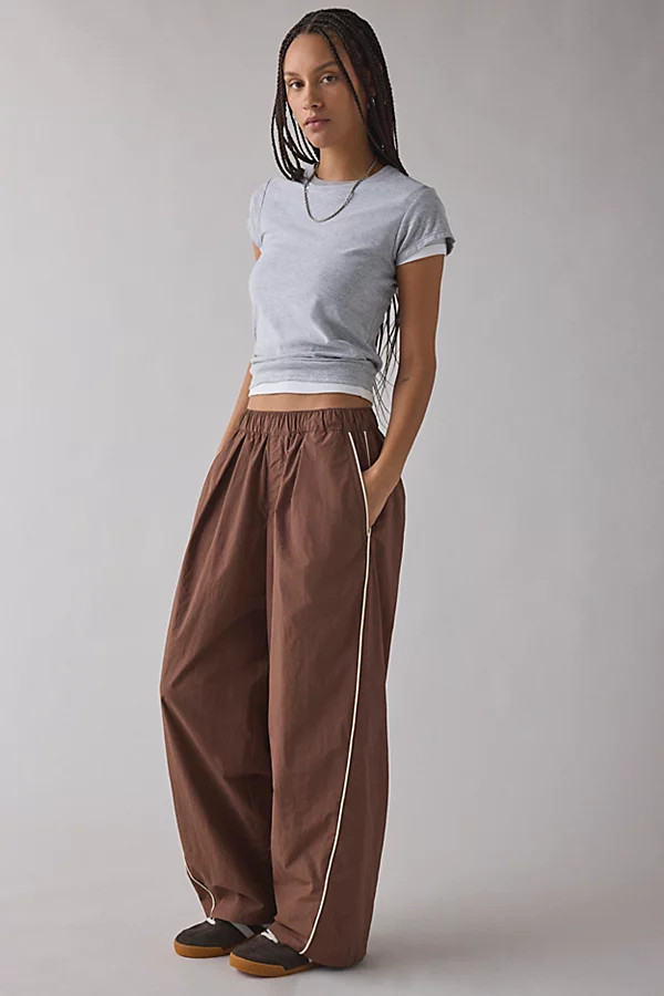 BDG Best Yet Baggy Wide Leg Track Pant in Brown, Women's at Urban Outfitters | Urban Outfitters (US and RoW)