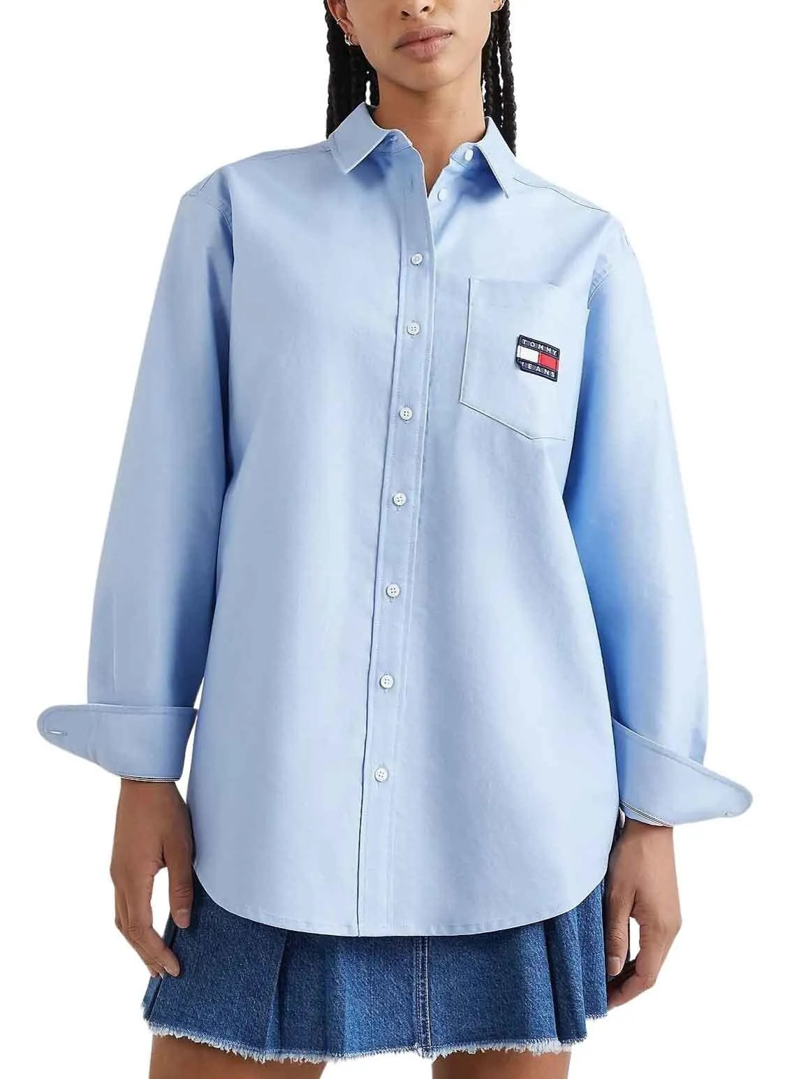 Camisa Tommy Jeans Boyfriend para Mujer Azul Claro | Miravia | Miravia ES