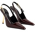 THESHY Women's Slingback Stiletto High Heels Square Toe Metal Buckle Pumps Backless Patent Leathe... | Amazon (US)