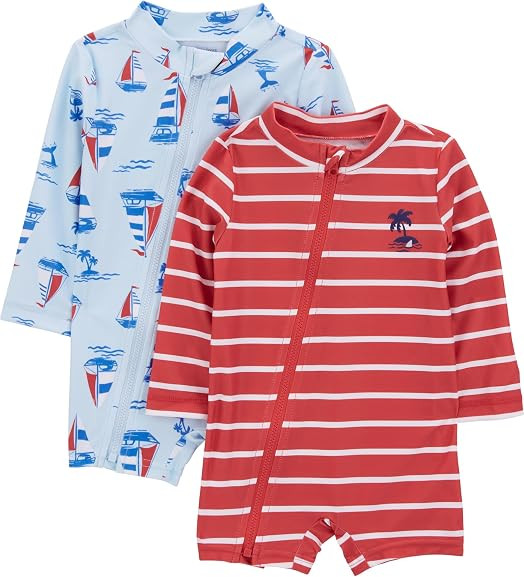 Simple Joys by Carter's Baby Boys' 2-Pack 1-piece Zip Rashguards | Amazon (US)