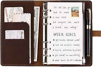 Genuine Leather Journal Writing Notebook, A6 Ring Binder Refillable Diary Notepads, Vintage Handm... | Amazon (US)