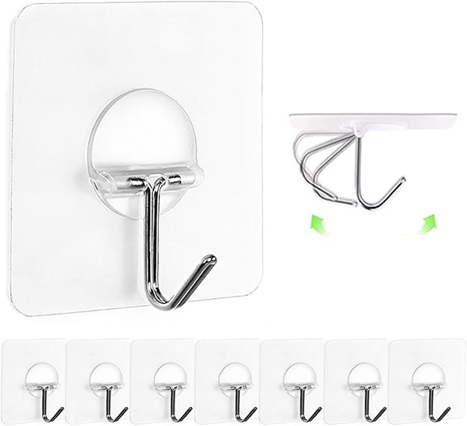 JINSHUNFA Wall Hooks 13lb(Max) Transparent Reusable Seamless Hooks,Waterproof and Oilproof,Bathro... | Amazon (US)