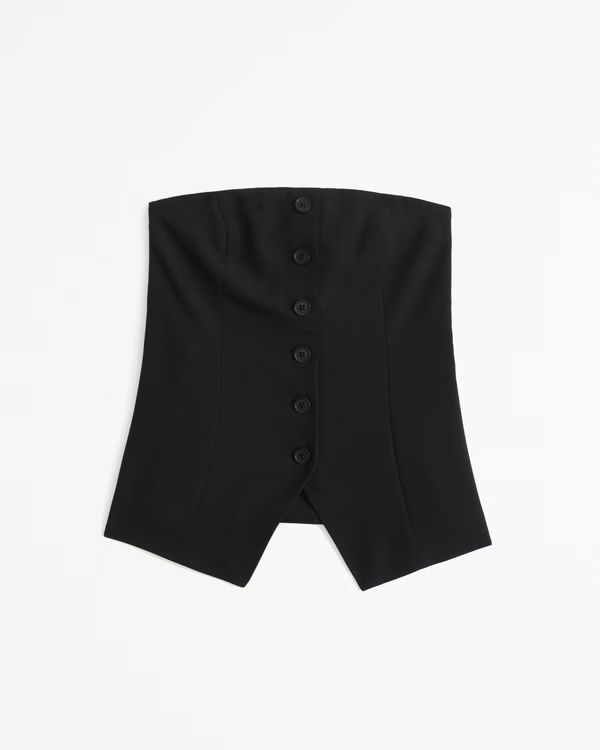 Tailored Button-Through Tube Top | Abercrombie & Fitch (US)