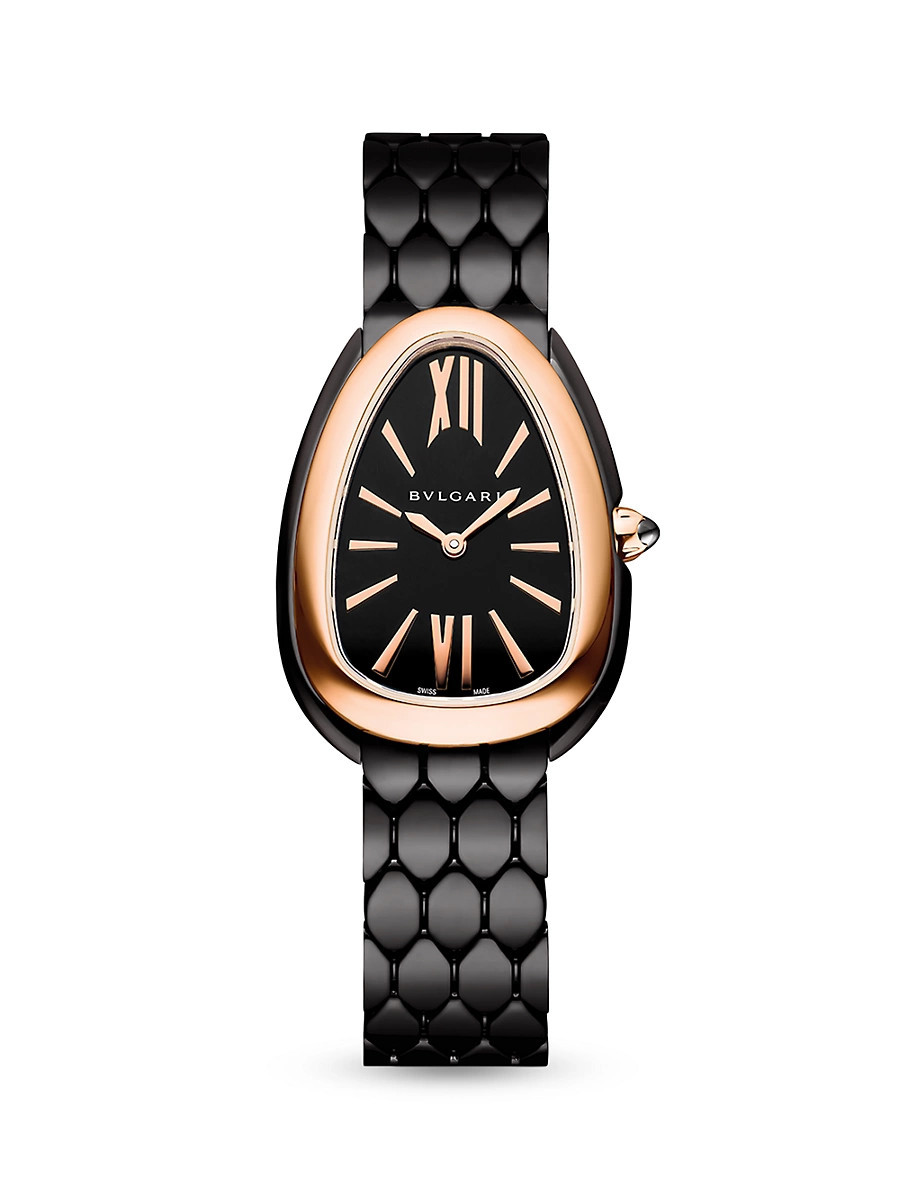 Women's Serpenti Seduttori Stainless Steel & 18K Rose Gold Bracelet Watch - Black | Saks Fifth Avenue