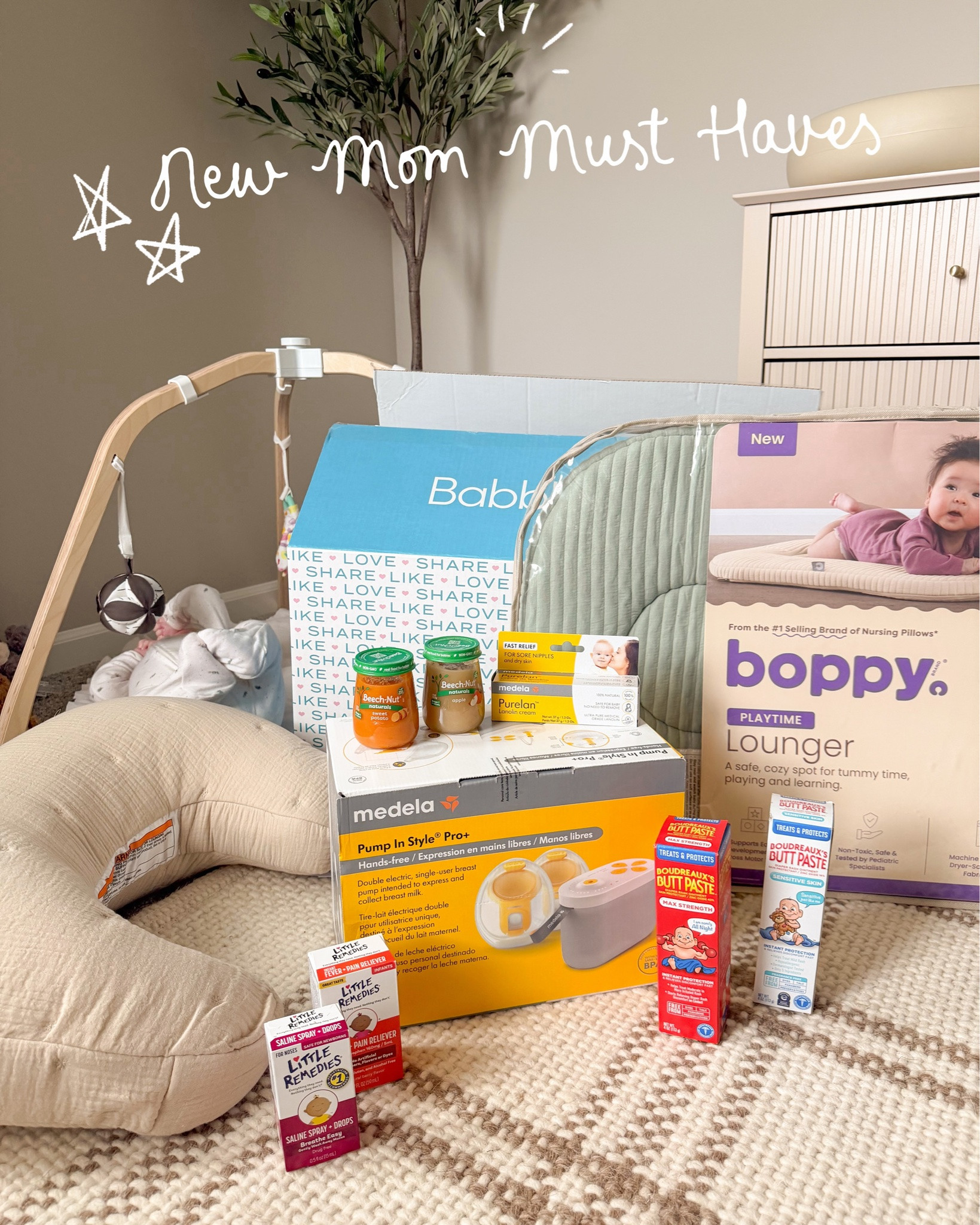 New mom must-haves *from a mom of 2🩷💙*
#ad #FallBabyEssentialsBBxx 

As a mom of two, here’s what I’d tell a new mom to get to make life a little easier:

💛Boppy Playtime Lounger + Nursing Pillow — perfect for cozy feeding sessions, playtime, and having a comfy spot to set baby down nearby. @boppycompany 
💛Medela Pro+ Breast Pump + Purelan™ Lanolin Cream — breastfeeding/pumping essentials. HANDS FREE. Say less. @medela_us 
💛Beech-Nut Naturals Baby Food — perfect option to have on hand when baby is ready to start exploring new foods. @beechnutfoods 
💛Boudreaux’s Maximum Strength + Sensitive 4oz — an essential for when diaper rash randomly pops up! Helps quick. @buttpastebaby 
💛Little Remedies Saline Spray + Fever Reducer — two things I like having stocked at home BEFORE we actually need them. @littleremedies 
.
.
.
.
.
.
New mom, new mom baby essentials, new mom products, mom must haves, baby must haves
