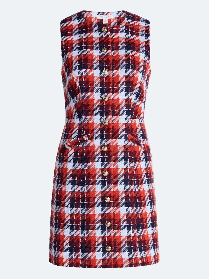 Free Assembly Women's and Women's Plus Sleeveless Tweed Mini Dress, Sizes 0-28 | Walmart (US)