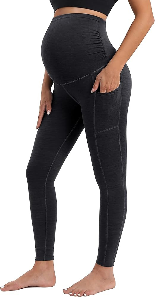 IUGA Maternity Leggings Over The Belly Buttery Soft Maternity Yoga Pants with Pockets Pregnancy L... | Amazon (US)
