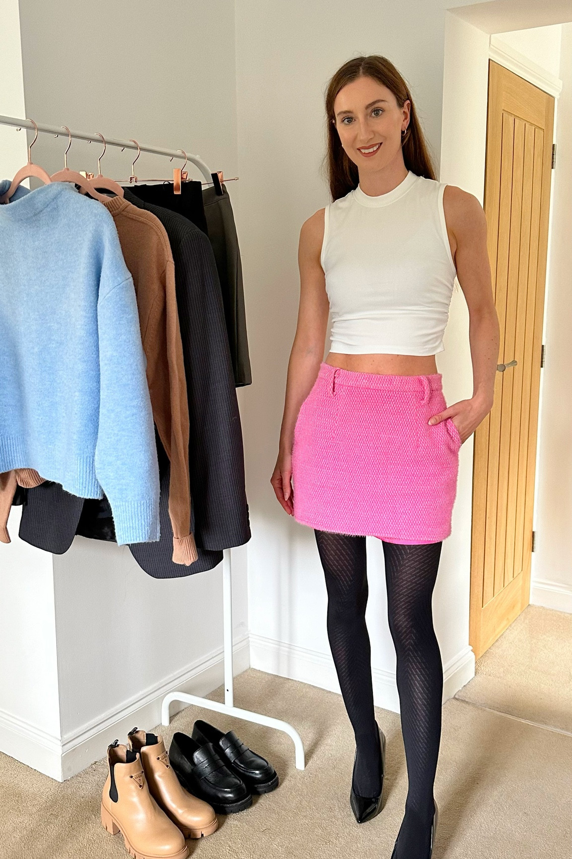 Pop of pink! 

Tights from tights tights tights not tagged. 

A few items I could only tag similar!

#LTKeurope #LTKSeasonal #LTKworkwear