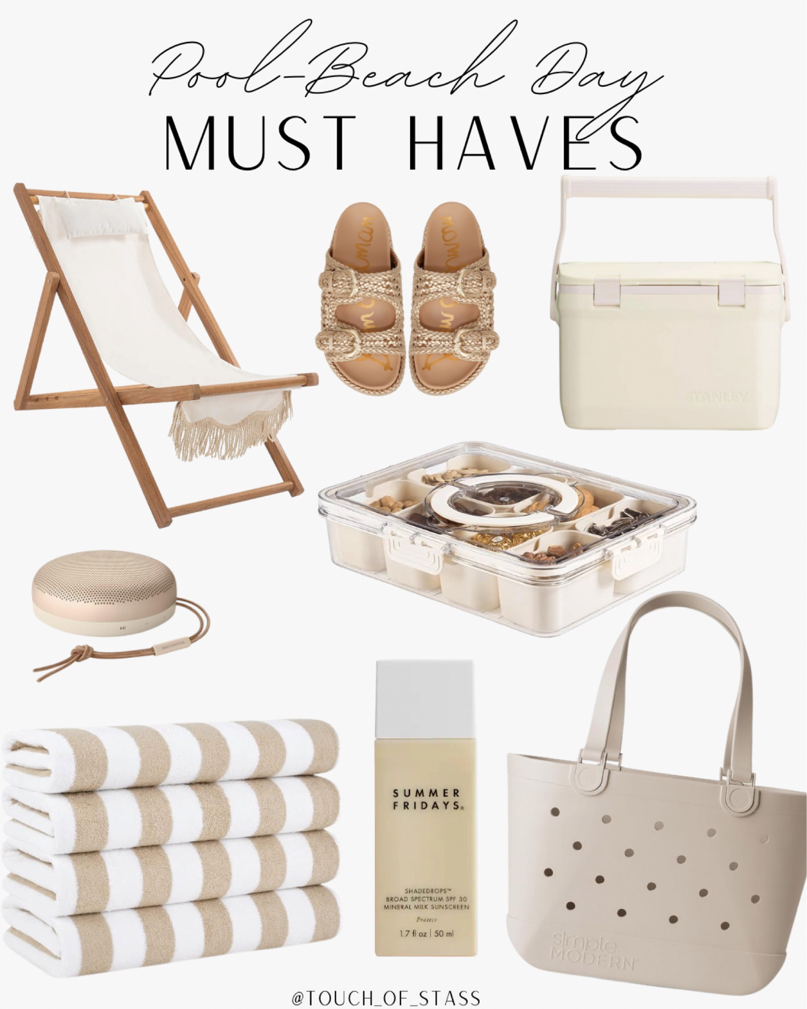pool/ beach day must haves
beach chair
stanley cooler
beach bag tote 
snack box
cabana towels 

#LTKOver40 #LTKTravel #LTKFindsUnder100