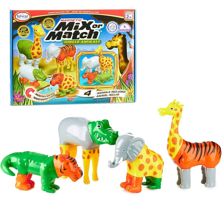 Magnetic Mix or Match Jungle Animals Toy Play Set, 16 Pieces | Amazon (US)
