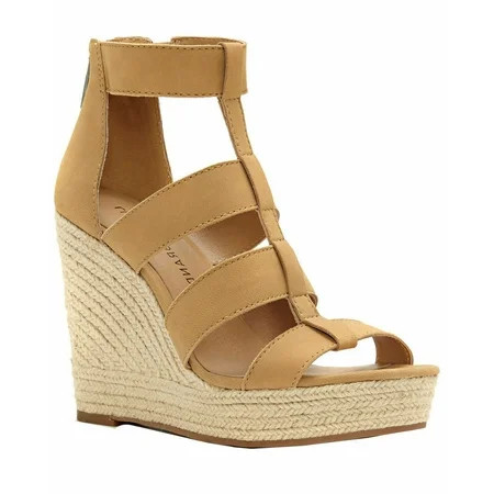 Lucky Brand Lateera Sesame Nude Nubuck Platform Wedge Espadrille Sandal (8) | Walmart (US)