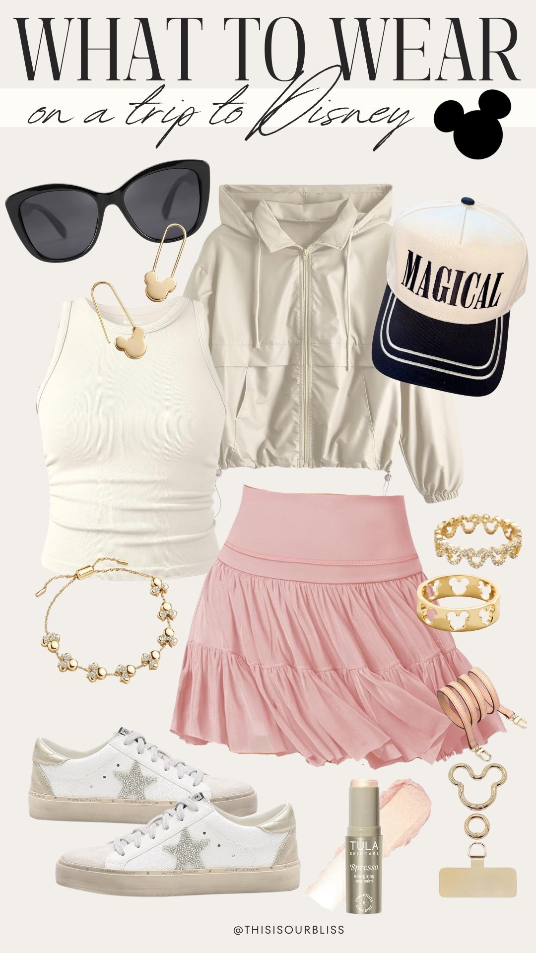 Spring Disney outfit idea 🌸🏰✨ A lightweight windbreaker you can easily take off as it warms up, paired with an athletic skirt for all-day comfort and sparkly sneakers made for walking the parks. Gold Disney jewelry and accessories for that extra magic touch ✨
Perfect for Disneyland or Disney World in the spring!
Disney outfit idea | spring Disney style | Disneyland outfit | Disney World outfit | comfortable theme park outfit 

#LTKSaleAlert #LTKTravel #LTKmomlife