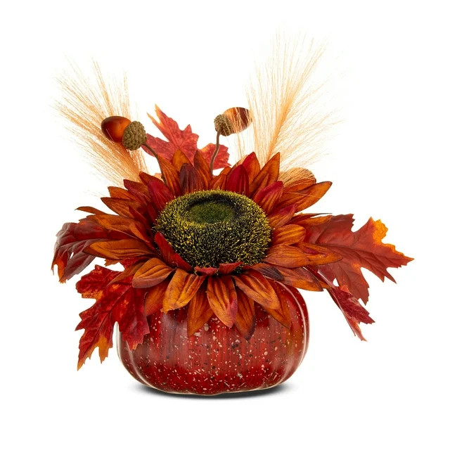 Harvest Pumpkin & Sunflower Tabletop Indoor Decor, 10", by Way To Celebrate - Walmart.com | Walmart (US)