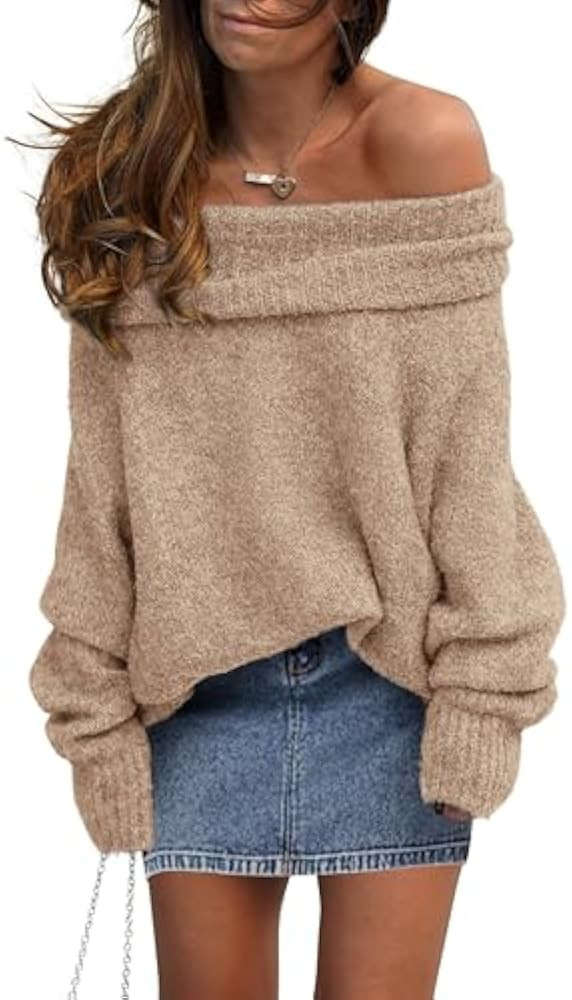 PRETTYGARDEN Women's Sweaters Fall Off The Shoulder Batwing Sleeve Top 2024 Outfits Loose Knitted... | Amazon (US)