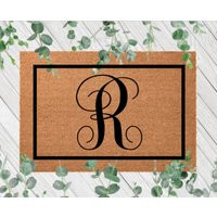 Monogram Doormat, Initial Door Mat Border, Custom Welcome Mat, Customized Outdoor Rug, Letter Realto | Etsy (US)