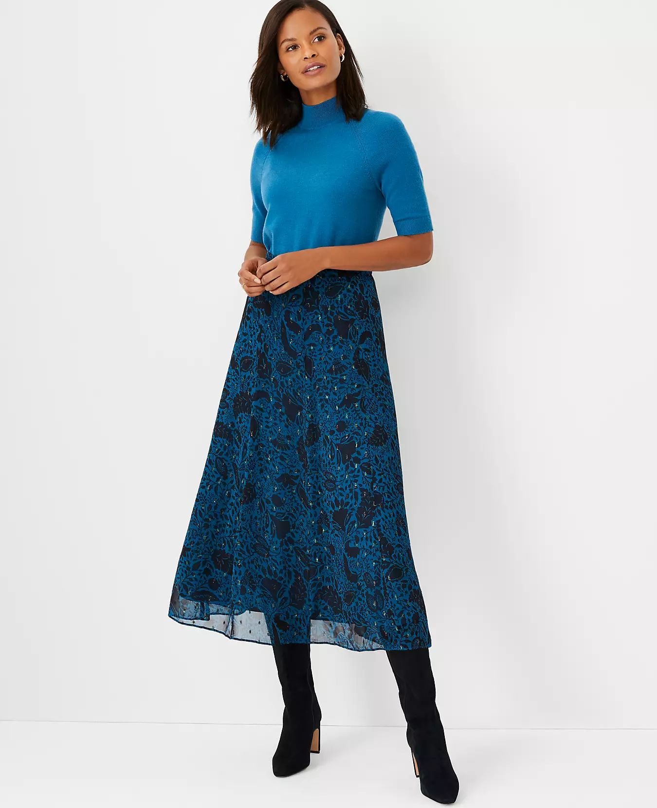 Floral Seamed Midi Skirt | Ann Taylor | Ann Taylor (US)