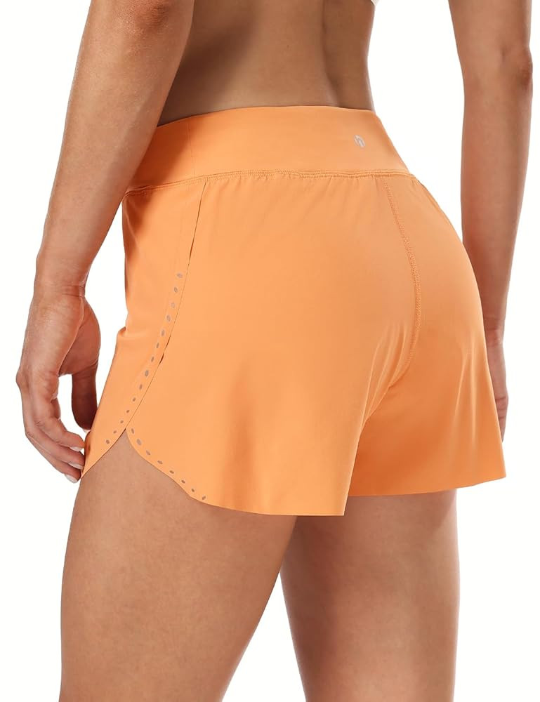 HeyNuts My Pace Running Shorts for Women, Mid Waisted Reflective Athletic Shorts Lined Workout Sh... | Amazon (US)