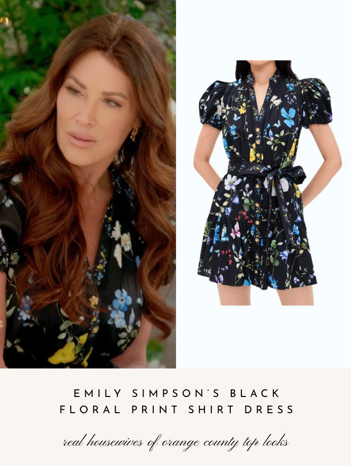 Emily Simpson's Black Floral Print Shirt Dress  

 