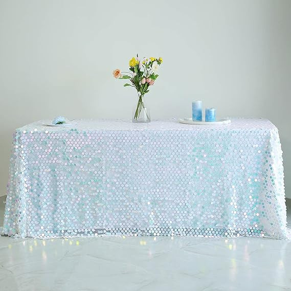 Efavormart 90"x132" Big Payette Iridescent Blue Sequin Rectangle Tablecloth Premium Collection Ta... | Amazon (US)