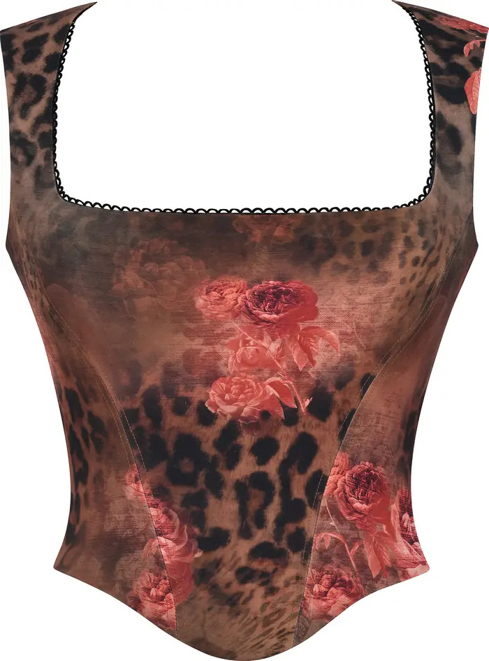 HOUSE OF CB Kalina Animal Print Corset Top | Nordstrom | Nordstrom