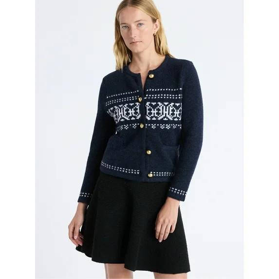 Free Assembly Women's and Women's Plus Fair Isle Cardigan with Welt Pockets, Midweight, Sizes XS-... | Walmart (US)