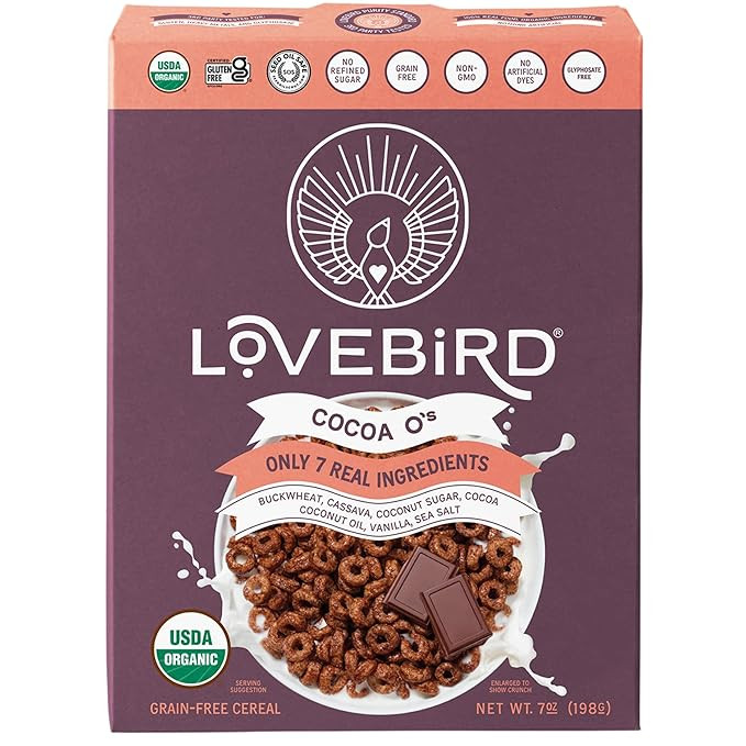 Lovebird, Organic Grain-Free Cocoa Cereal, 7 Ounce | Amazon (US)