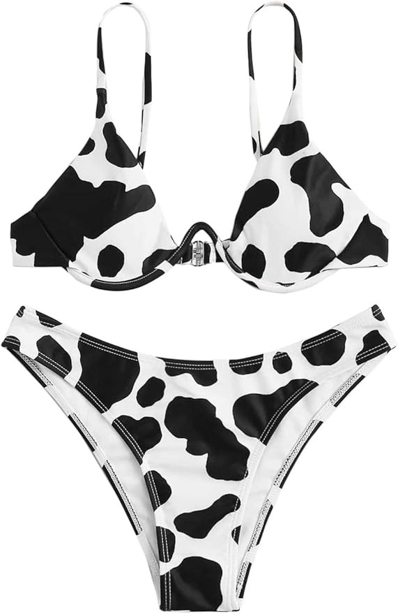 SweatyRocks Women's Sexy Bathing Suits Spaghetti Strap Floral Bikini Set Underwire Swimsuit | Amazon (US)