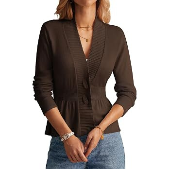 GRACE KARIN Women Cardigan Sweaters 2025 Fall,Long Sleeve Cropped Sweater Coat Trendy,Button Fron... | Amazon (US)