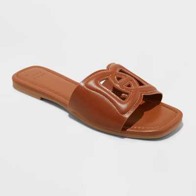 Women's Deidra Slide Sandals - A New Day™ Cognac 9.5 | Target