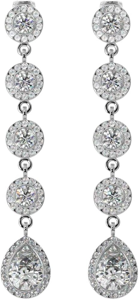Aloha Earrings Non Pierced Silver Tone Clip On Sparkling Statement Dangling Earrings | Amazon (US)