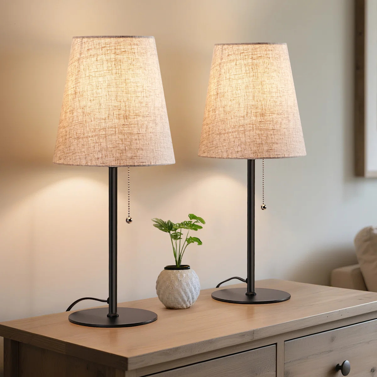 19" Classic Black Metal Table Lamp for Living Room,Bedroom,Bedside Lamp (Set of 2) | Wayfair North America