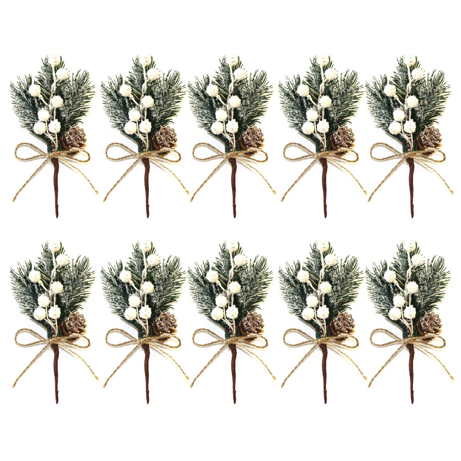 10Pcs Christmas Artificial Pine Branch Berry Holly Flower Bouquet Pick Xmas Decor Ornament White ... | Walmart (US)