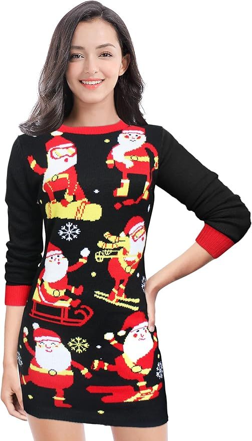 v28 Varied Ugly Christmas Sweater for Women Funny Reindeer Knit Sweaters Dress | Amazon (US)