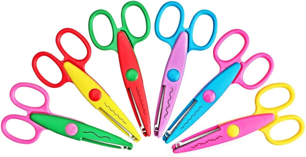 Asdirne Kids Scissors, Kids Craft Scissors Set of 6, Children Serrated Scissors, Zig Zag Cut Scis... | Amazon (UK)