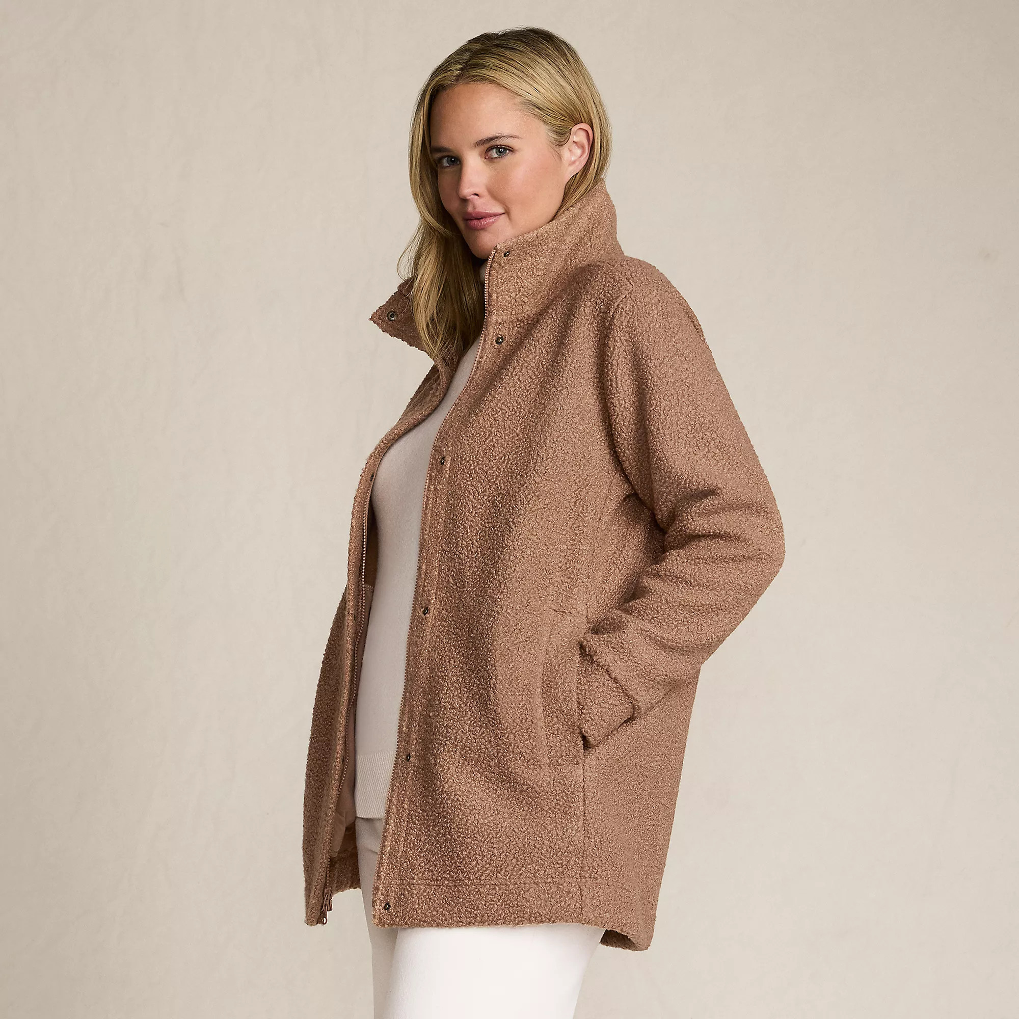 Plus Size Boucle Fleece Coat | Lands' End (US)