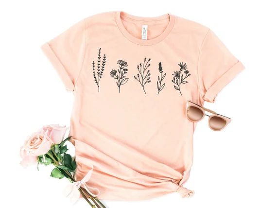 Wildflowers Shirt, Valentine Shirt, Floral Tee, Valentine Gift, Gifts For Her, Gifts For Mom, Fal... | Etsy (US)