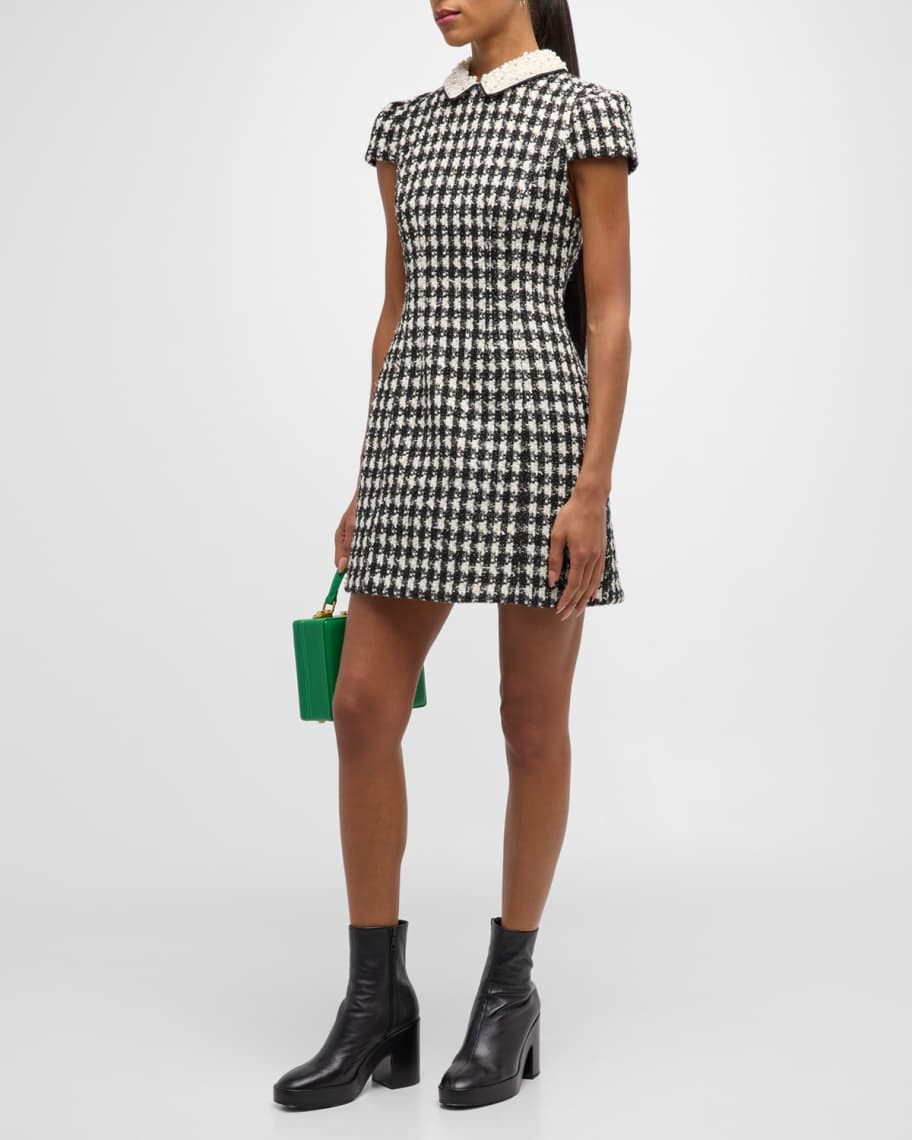 Alice + Olivia Velia Embellished Collar Tweed Mini Dress | Neiman Marcus