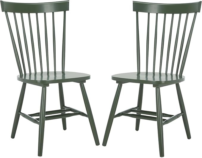 SAFAVIEH Home Collection Parker Dusty Green Windsor Spindle Solid Wood Dining Chair Set of 2 | Amazon (US)