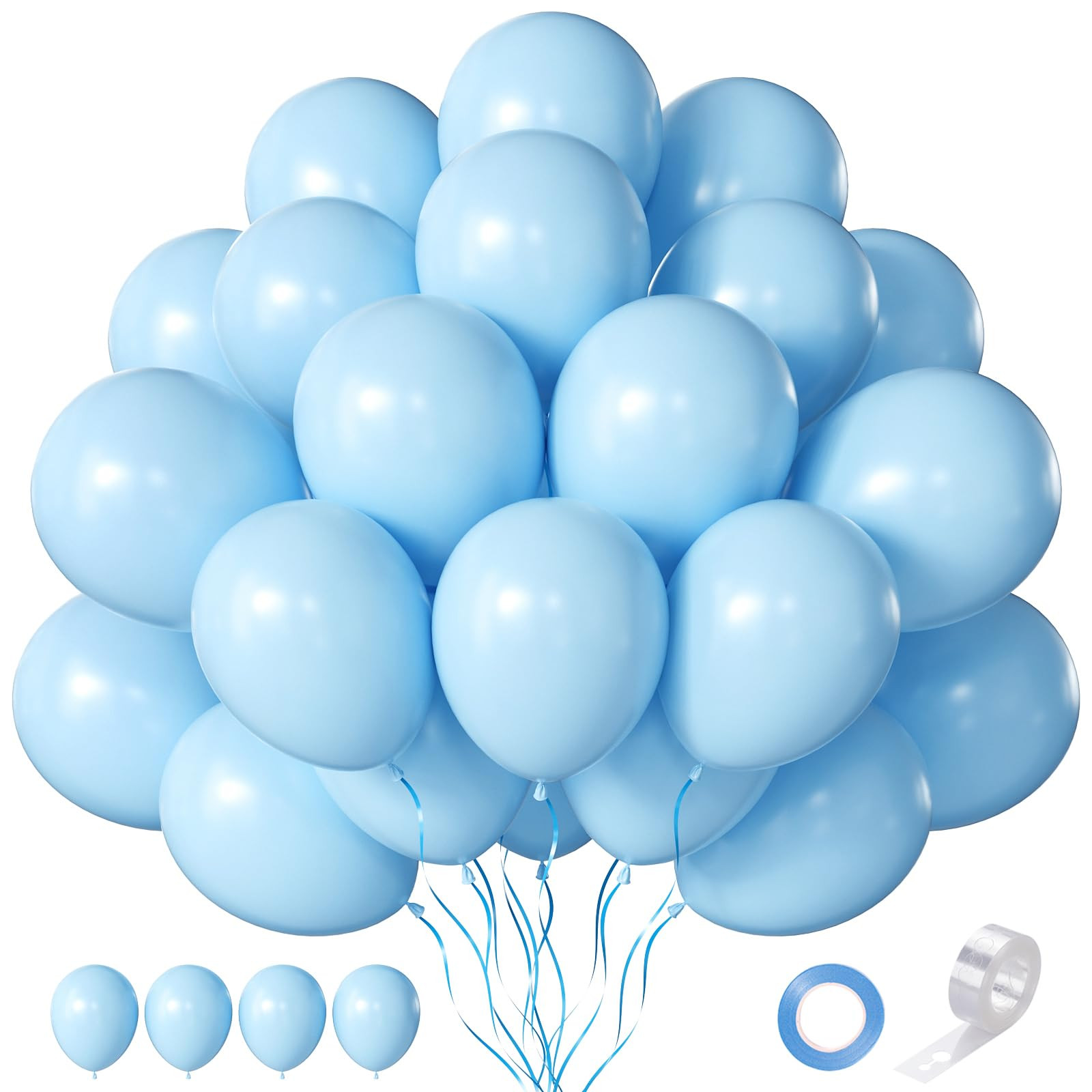Blue Balloons, 60 PCS Light Blue Balloons 12 Inch Latex Balloon for Birthday Party Decoration, Wedding, Baby Shower, Bridal Shower, Holiday Party Decoration and Balloon Garland | Amazon (US)