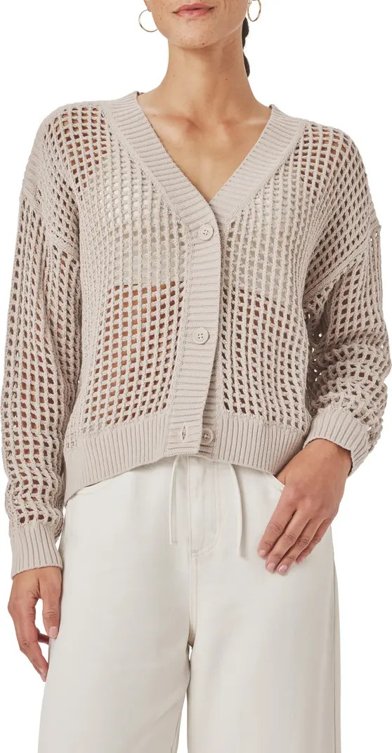 Camellia Openwork V-Neck Cotton Blend Cardigan | Nordstrom