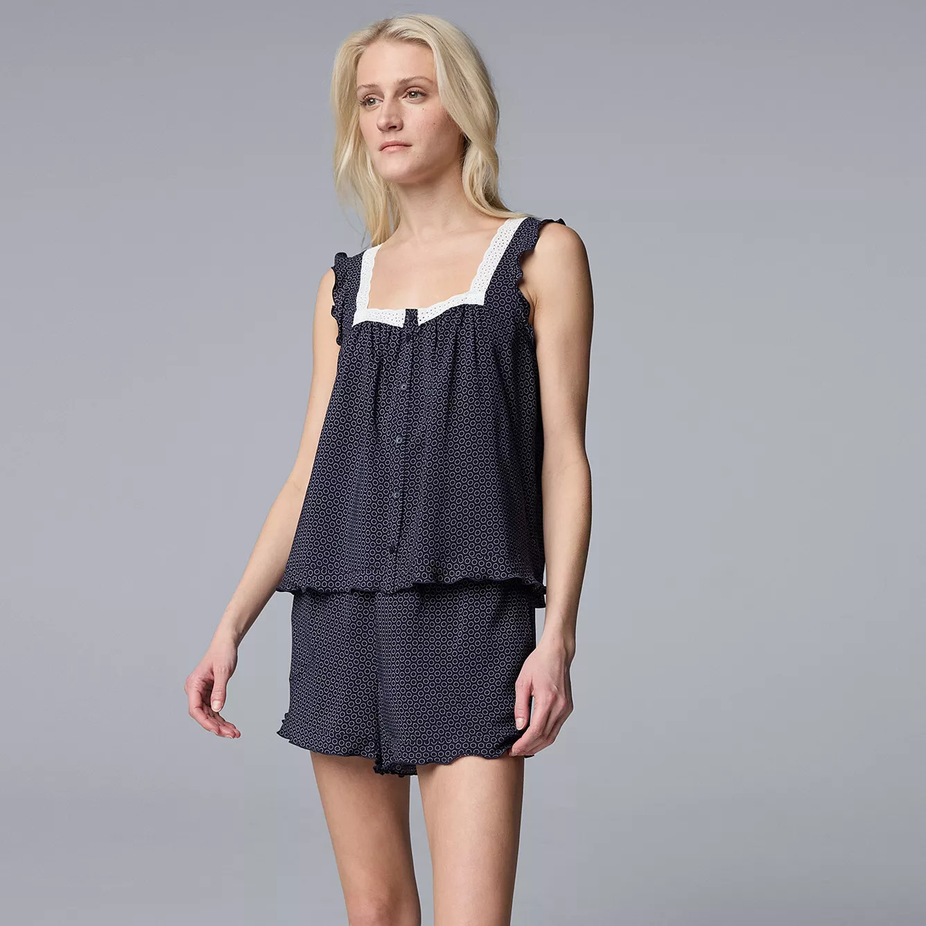 Women's Simply Vera Vera Wang Plain Weave Pajama Tank Top and Pajama Shorts Set | Kohl's