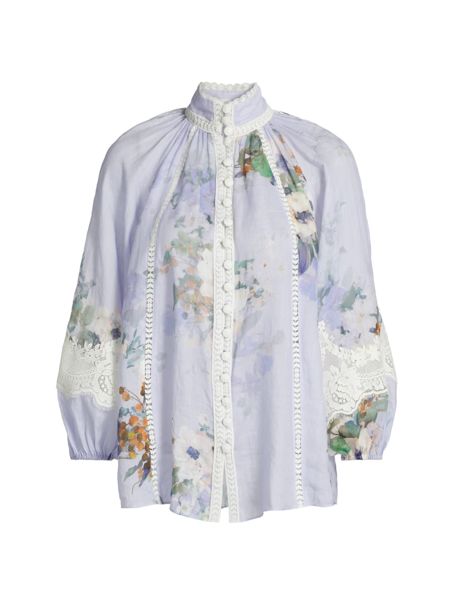 Everley Lace-Trim Blouse | Saks Fifth Avenue